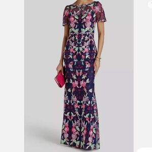 Marchesa Notte
Floral Blue Embroidered Tulle Gown